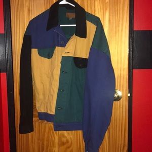 Over-sized color block denim jacket